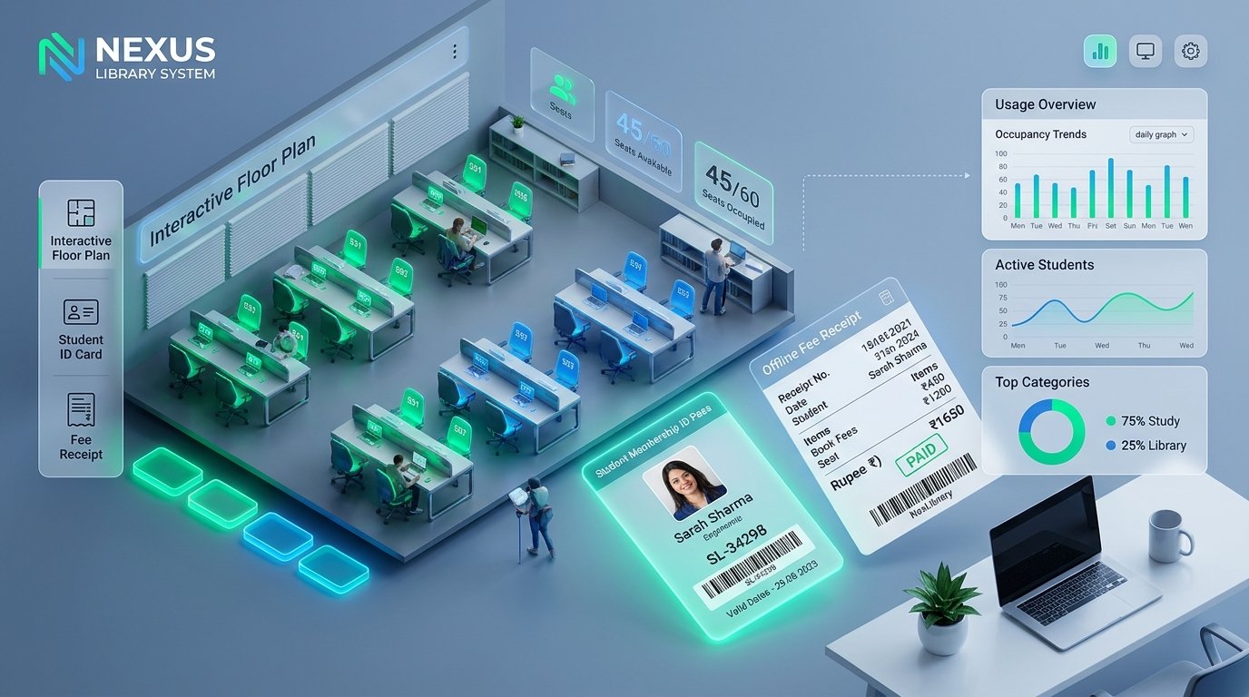 Study Hard Library Management Dashboard and Visual Desk Allocation Interface